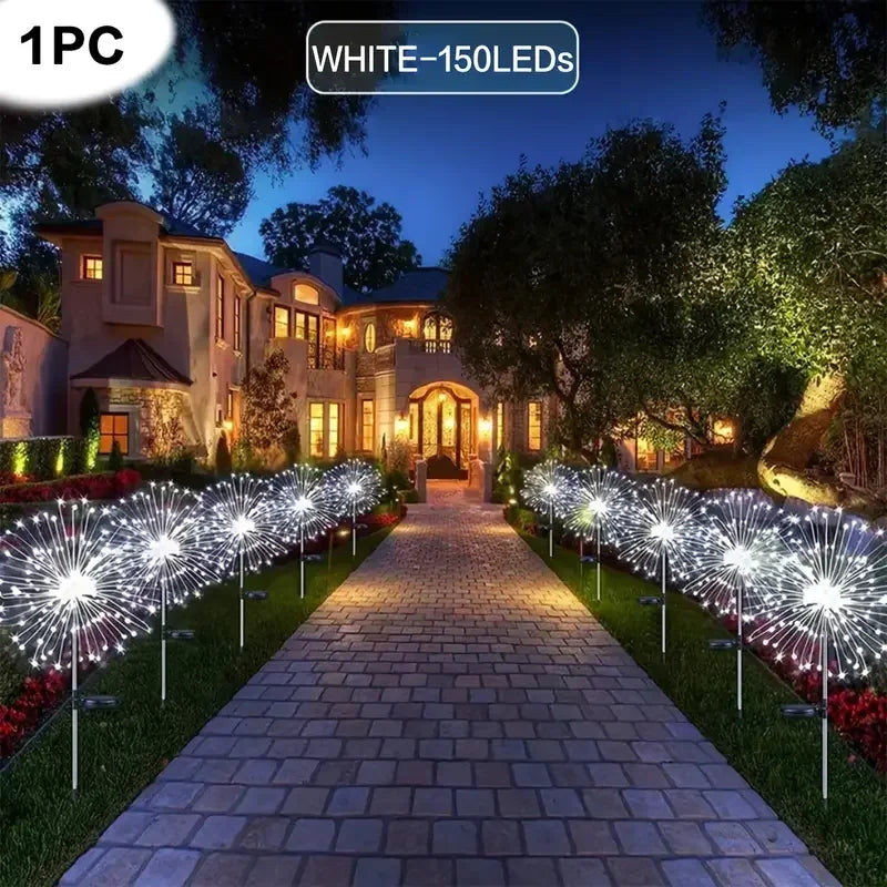 200 LEDs Solar Fireworks Lights Waterproof 8 Lighting Modes With Remote