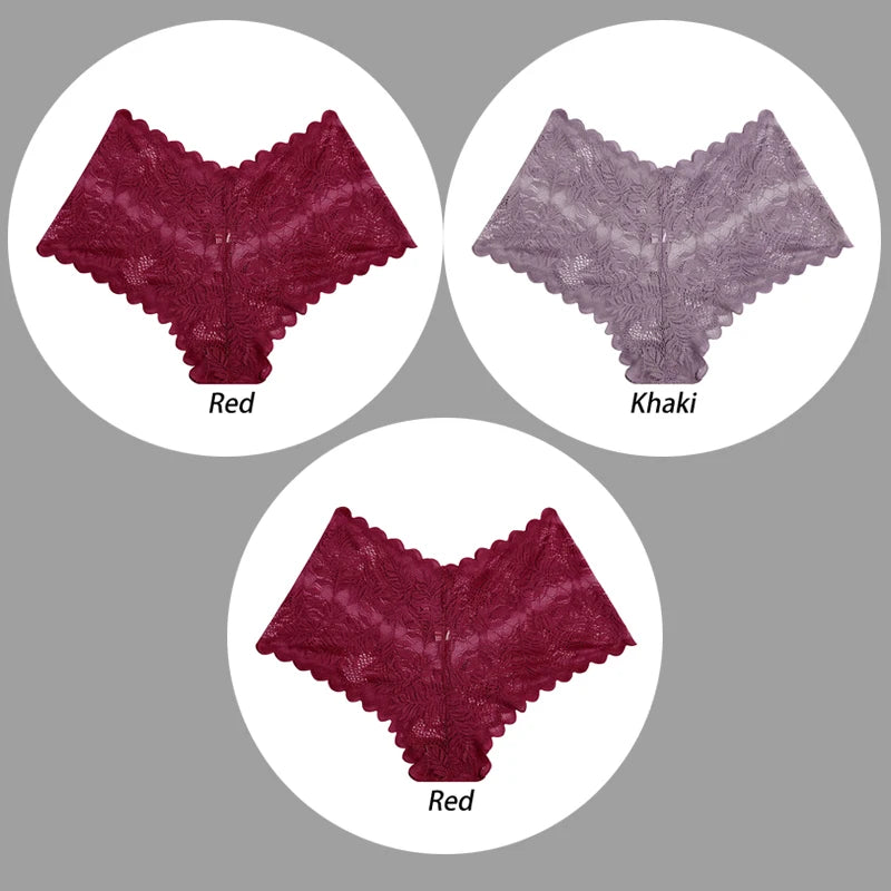 3PCS Underwear Sexy Lace Women Panties