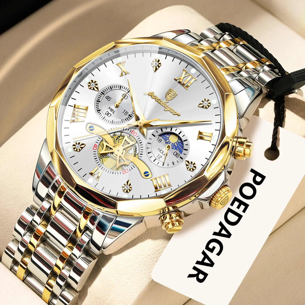Original Luxury Men's Watch Waterproof Luminous Chronograph Men Wristwatch Stainless Steel Quartz Watches For Man Reloj
