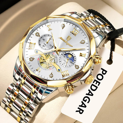Original Luxury Men's Watch Waterproof Luminous Chronograph Men Wristwatch Stainless Steel Quartz Watches For Man Reloj