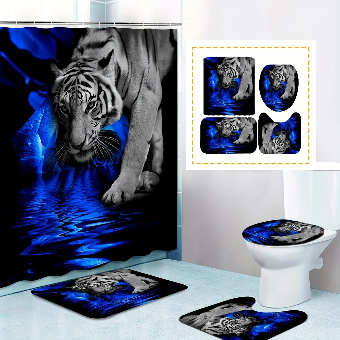 1/3/4pcs Tiger Flower Shower Set