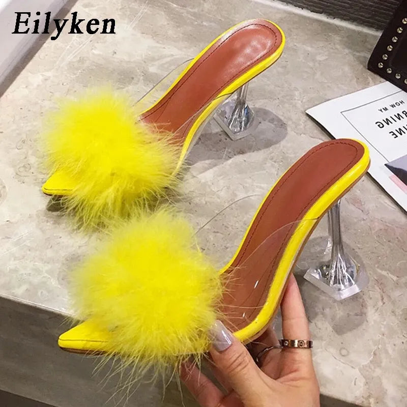Women's Fashion Furry Slipper Heels