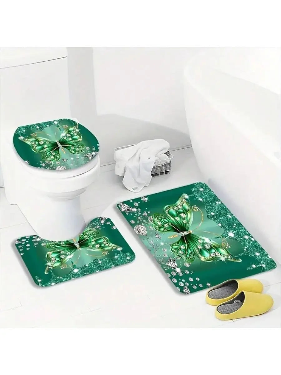 Green Butterfly Bathroom Set