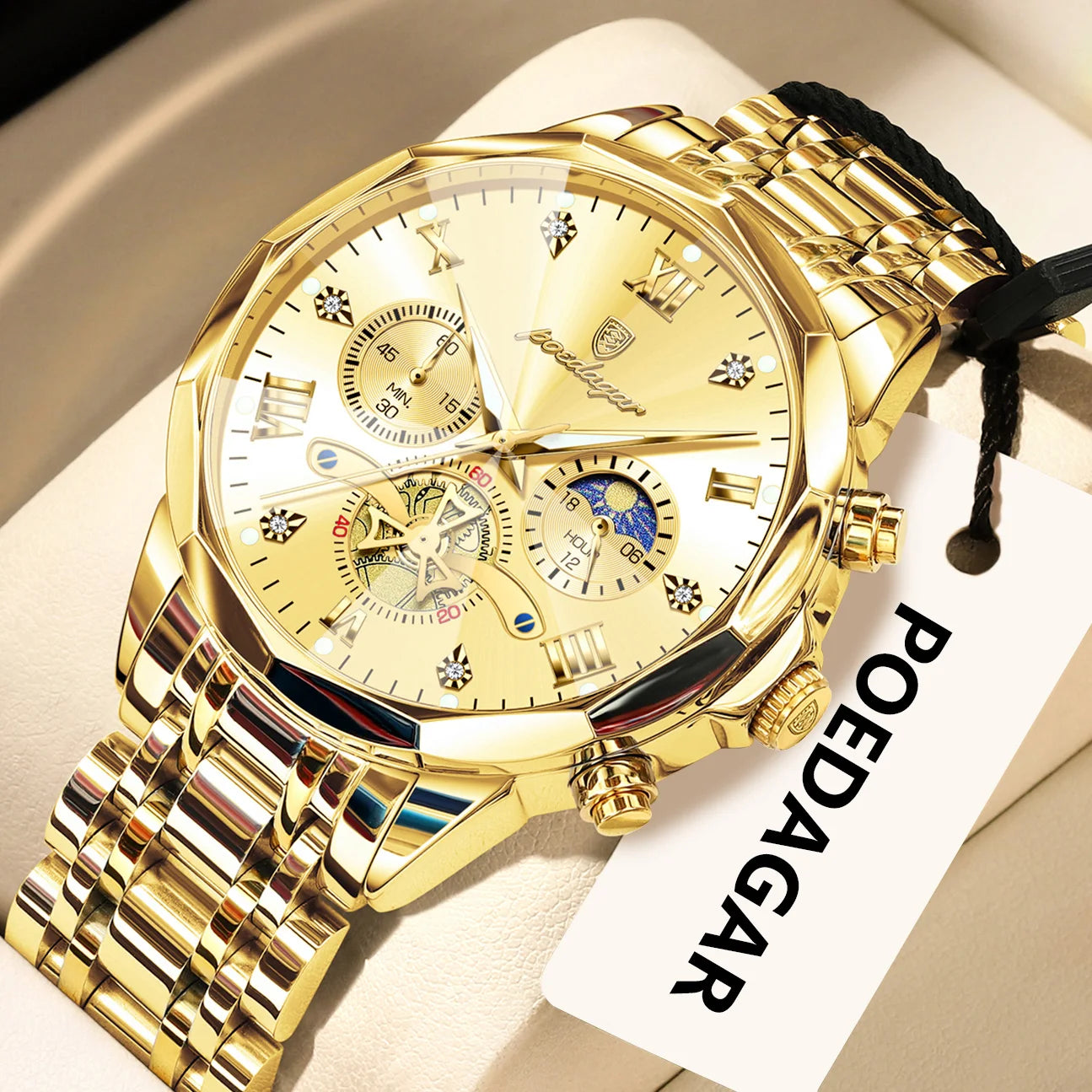 Original Luxury Men's Watch Waterproof Luminous Chronograph Men Wristwatch Stainless Steel Quartz Watches For Man Reloj