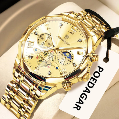 Original Luxury Men's Watch Waterproof Luminous Chronograph Men Wristwatch Stainless Steel Quartz Watches For Man Reloj