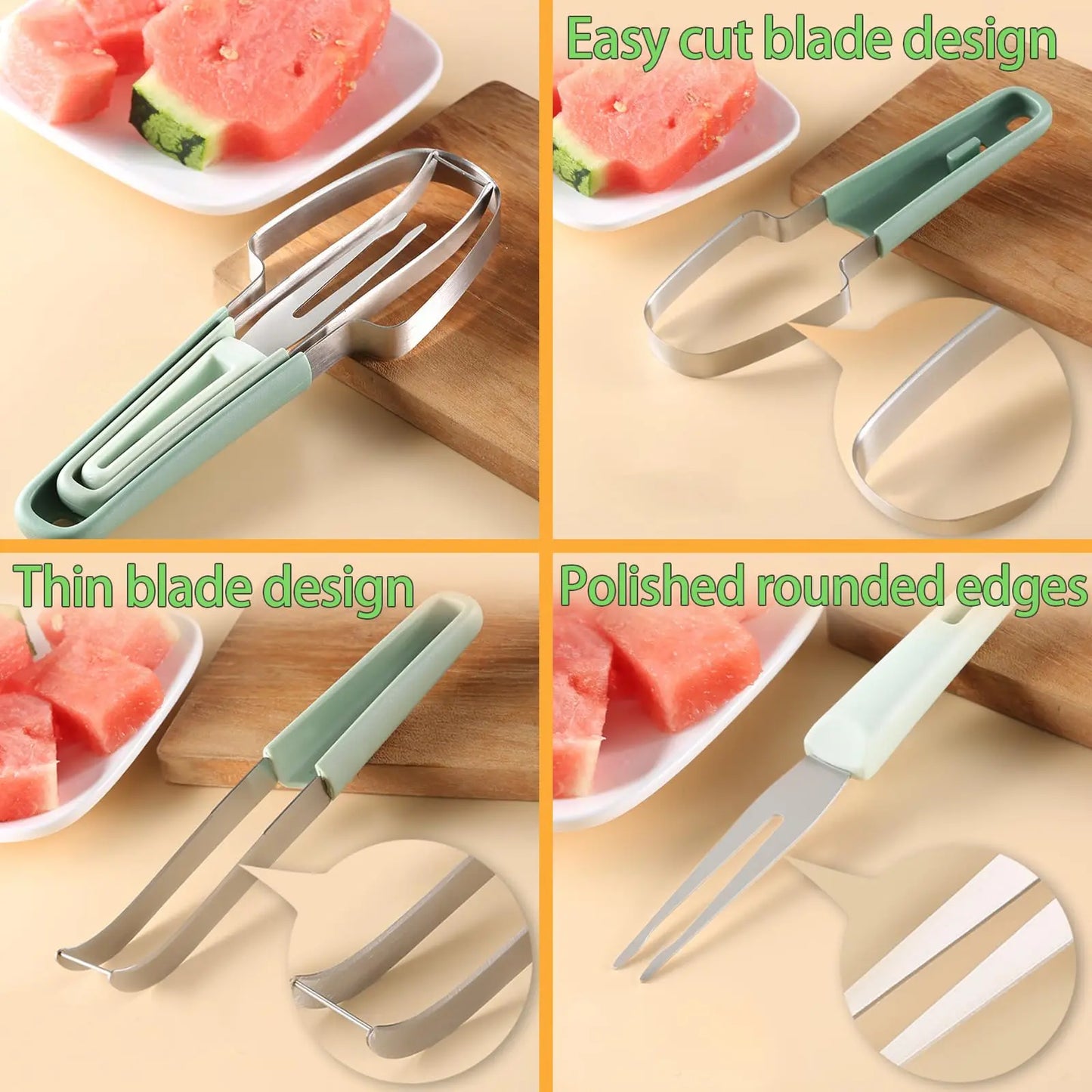 3-In-1 Stainless Steel Watermelon Fork Slicer Cutter