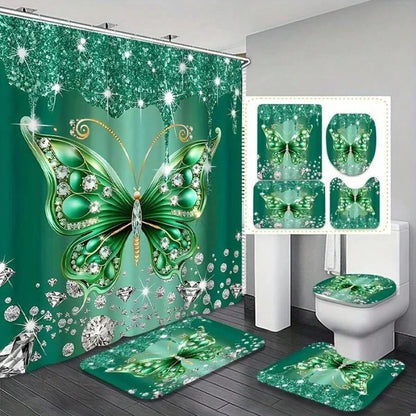 Green Butterfly Bathroom Set