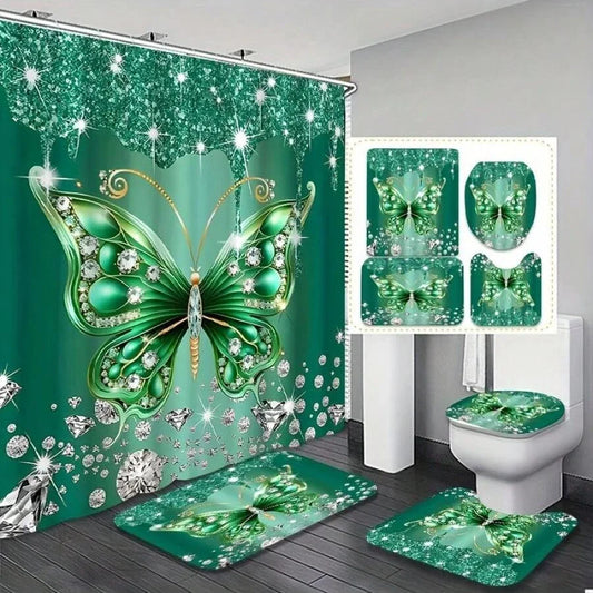 Green Butterfly Bathroom Set