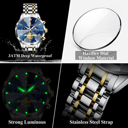 Original Luxury Men's Watch Waterproof Luminous Chronograph Men Wristwatch Stainless Steel Quartz Watches For Man Reloj