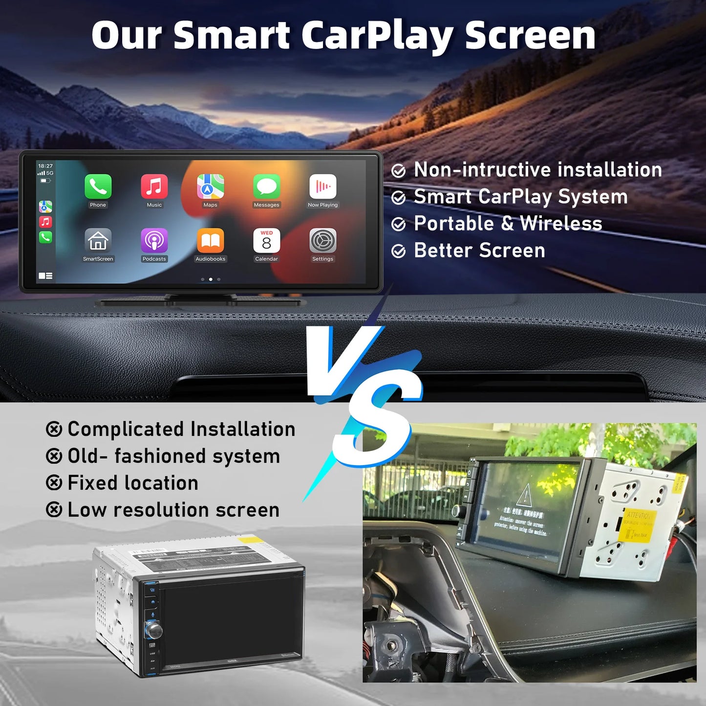10.26" Inch HD Touchscreen With CarPlay, Bluetooth & Android Auto