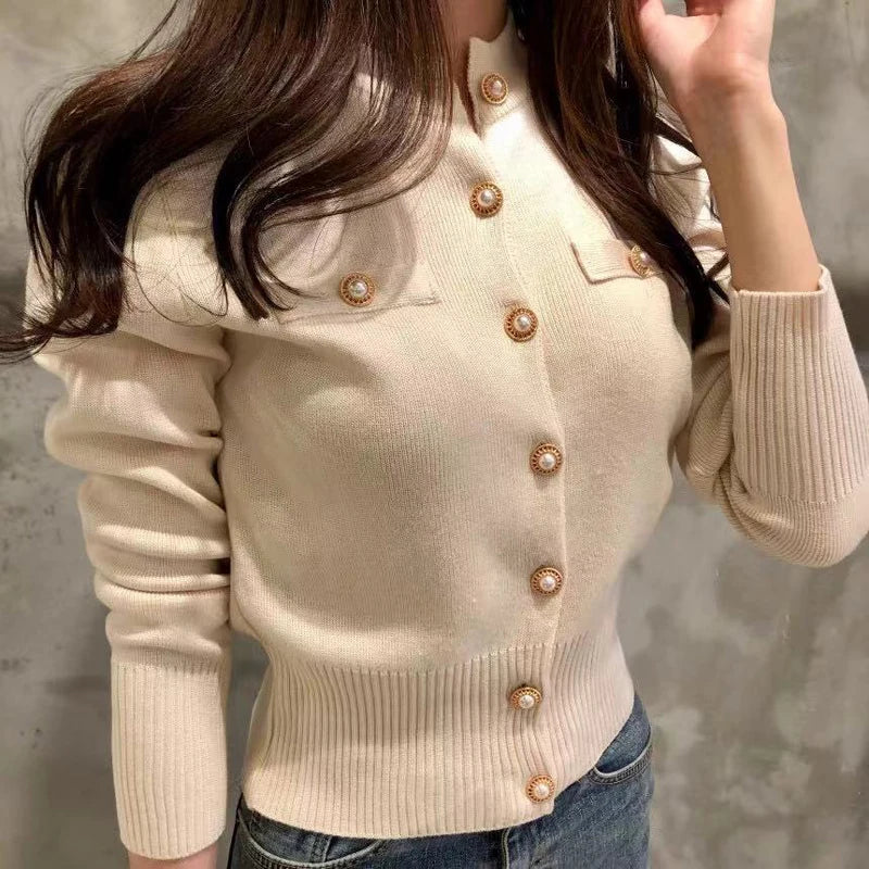 Women's Long Sleeve Cardigan Sweater Knitted