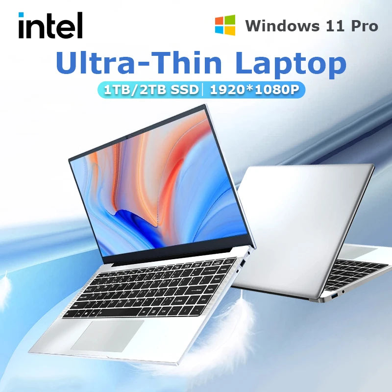 14.1" Ultra Slim Windows 11 Pro Laptop Computer Intel Atom