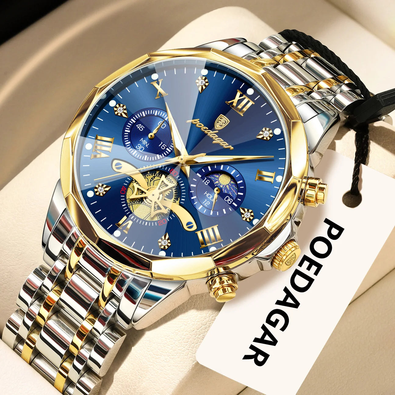 Original Luxury Men's Watch Waterproof Luminous Chronograph Men Wristwatch Stainless Steel Quartz Watches For Man Reloj
