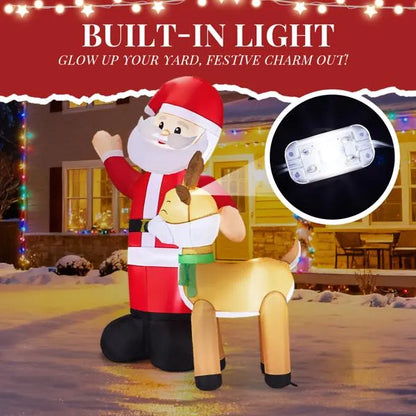 6.3FT Lighted Christmas Inflatable Santa And Reindeer Decoration