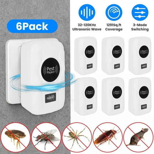 6-Pack Ultrasonic Insect Repellent - Dual Sound-Wave Tech