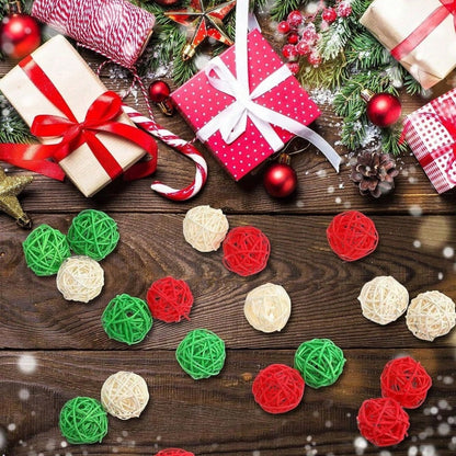 30 Pcs Christmas Rattan Wicker Balls Decorations
