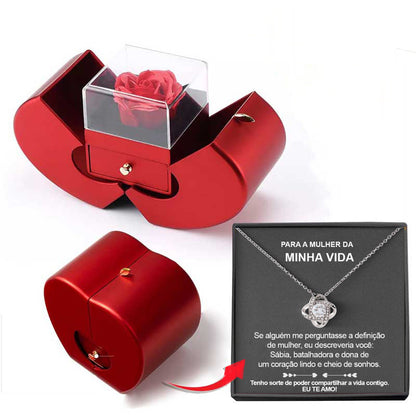 Red Fashion Jewelry Box With Rose And Pendant