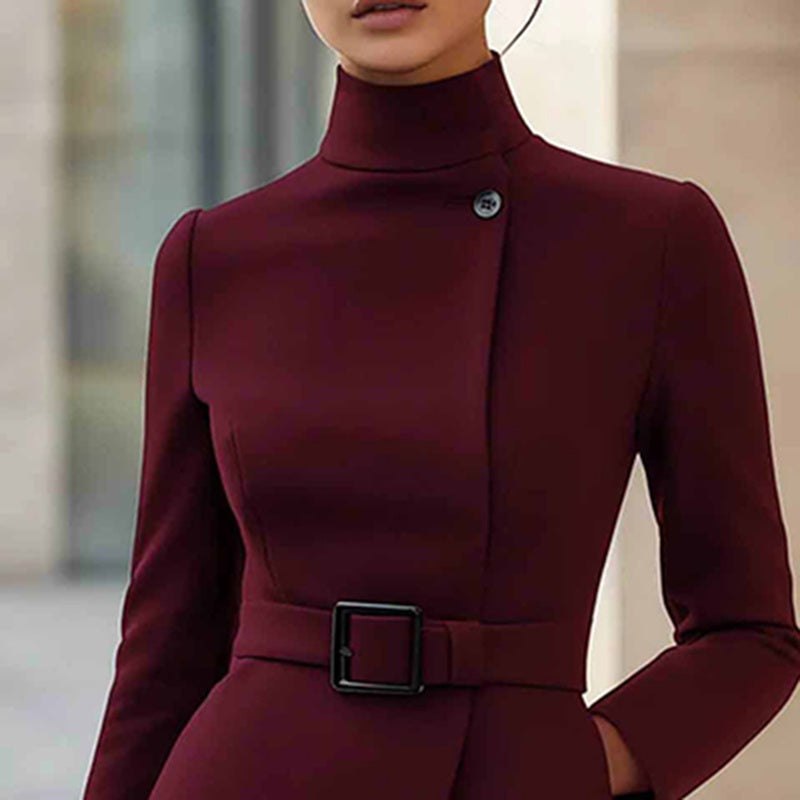Women's Stand Collar Long Sleeve Dress