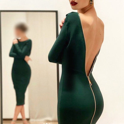 Women's Zipper Back Sexy Cocktail Dress