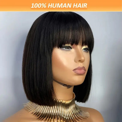Brazilian Remy Short Hair, Black Human Hair Wig