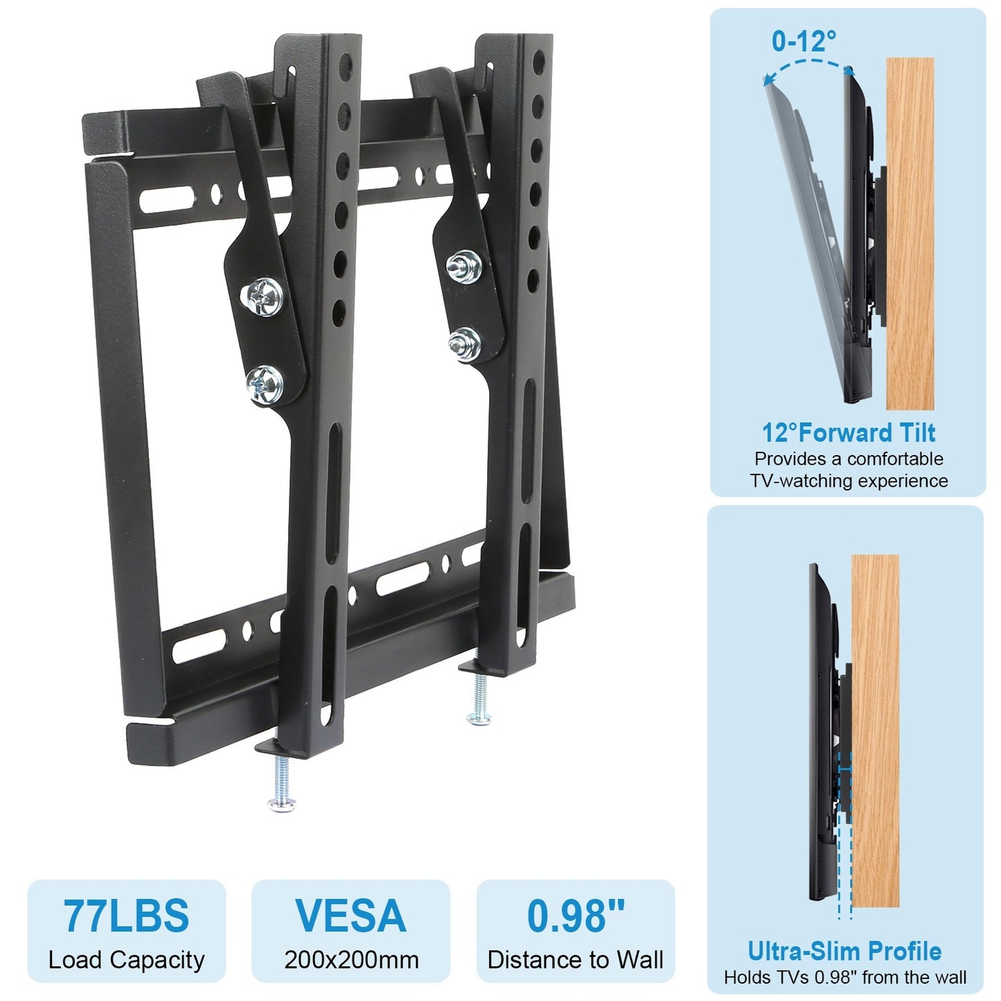 TV Wall Mount Bracket Tilt For 13in-42in LED LCD PLASMA Flat TV VESA 200x200mm