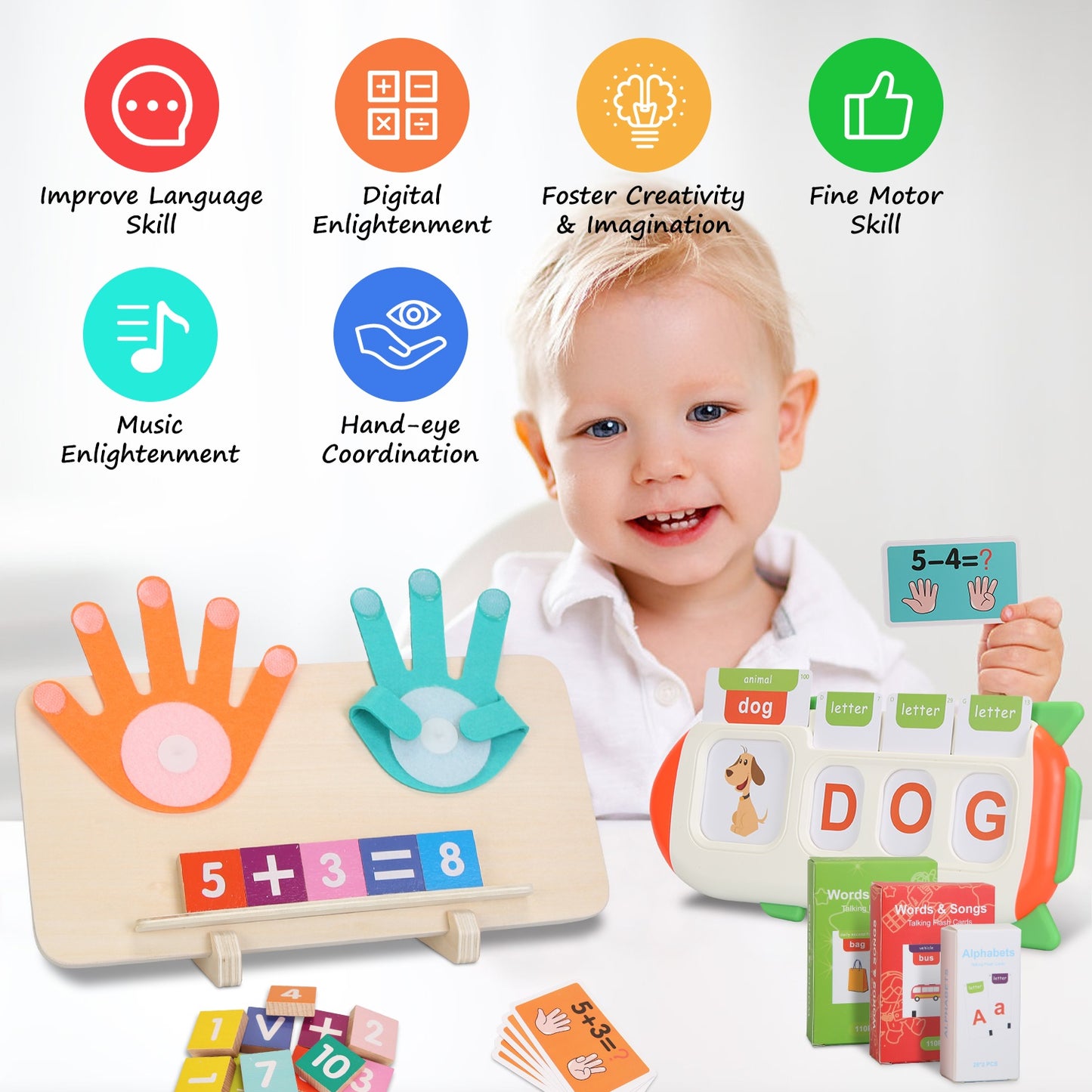 Talking Flash Cards And Finger Counting Math Board Interactive Learning Toys For Kids