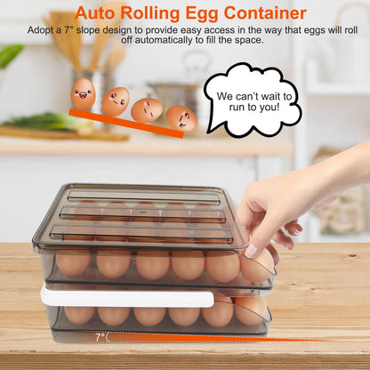Automatic Rolling Egg Box Organizer Tray