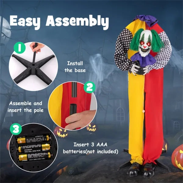 4.5FT Halloween Clown Decoration With LED Eyes And Phrase Recording