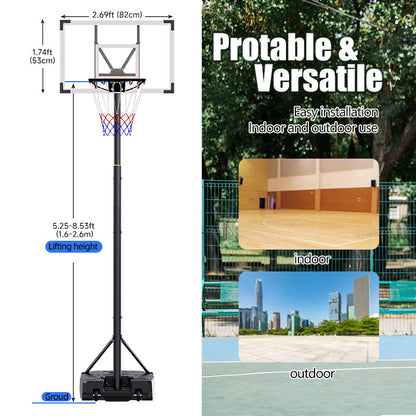 Basketball Stand 5.25-8.53 Ft Adjustable Portable