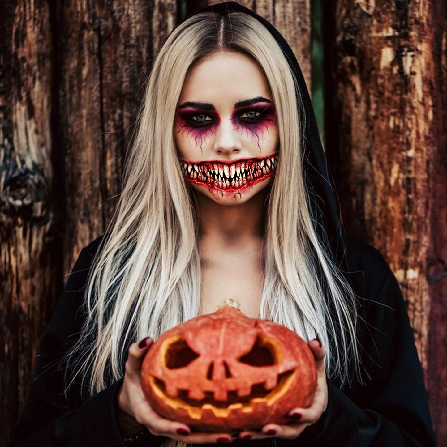 18 Halloween Prank Temporary Makeup Tattoos, Adult Clown Horror Face Tattoo Stickers, Suitable For Halloween Cosplay Parties And DIY Decorations