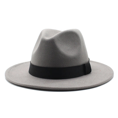 New Panama Flat Brim Fedora Hat Woolen Hat Men's And Women's Hats