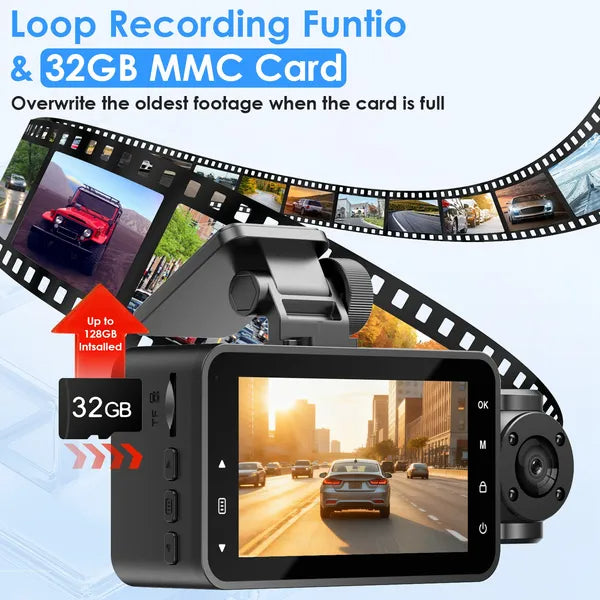 3 Channel Car Dash Cam With 32G MMC Card