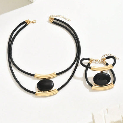 Gold Plated Golden Elegance  Black And Gold Statement Jewelry