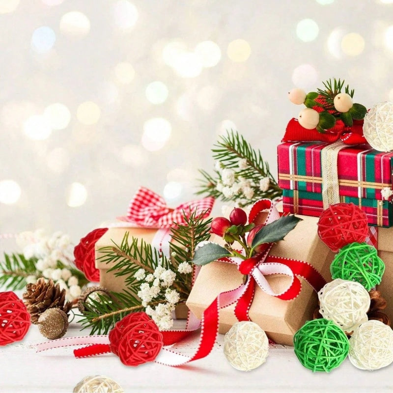 30 Pcs Christmas Rattan Wicker Balls Decorations