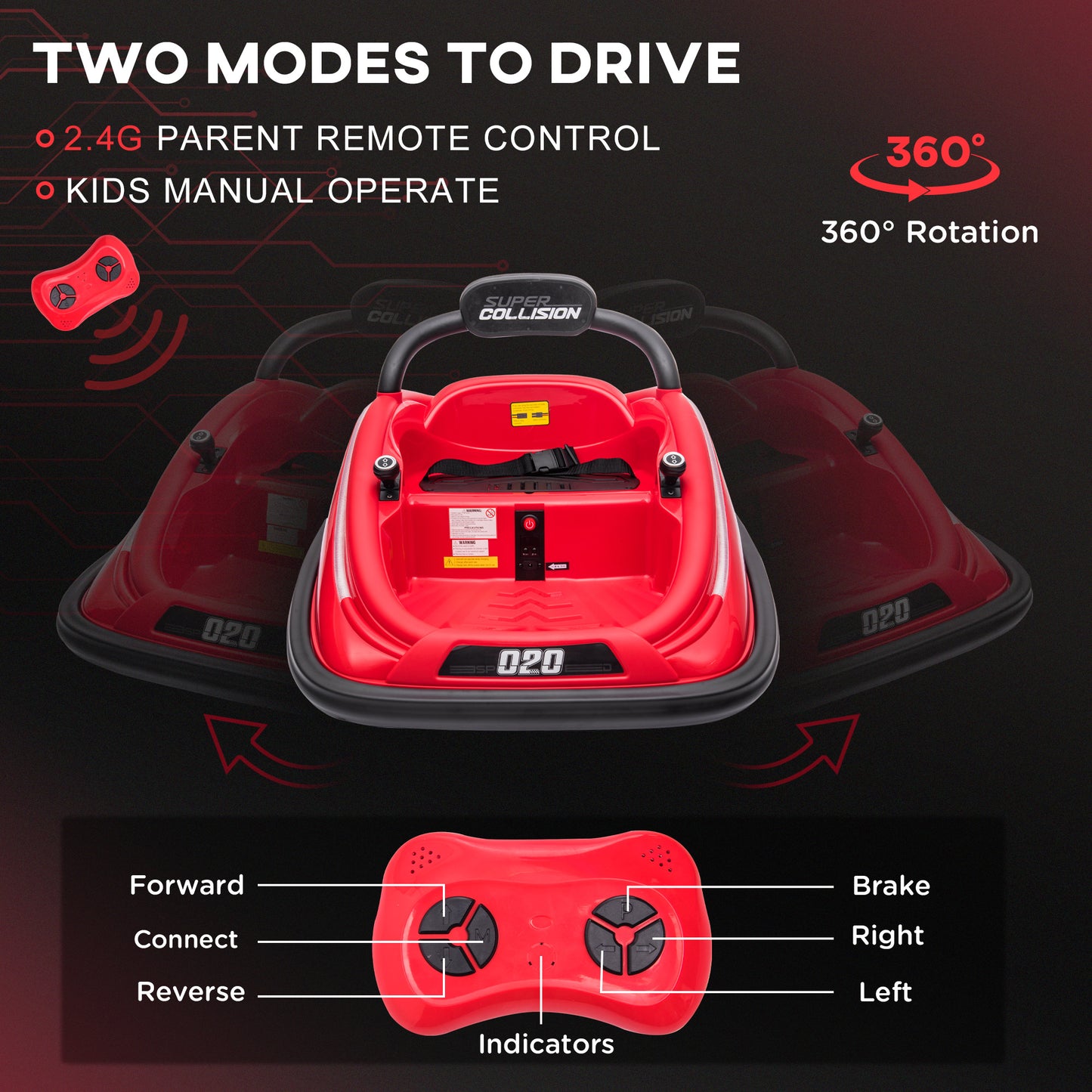 12V Kids Bumper Car with Parent Remote Control