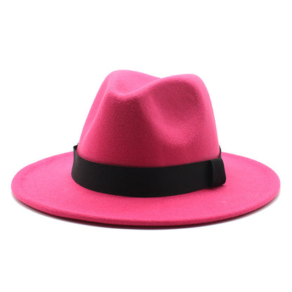 New Panama Flat Brim Fedora Hat Woolen Hat Men's And Women's Hats