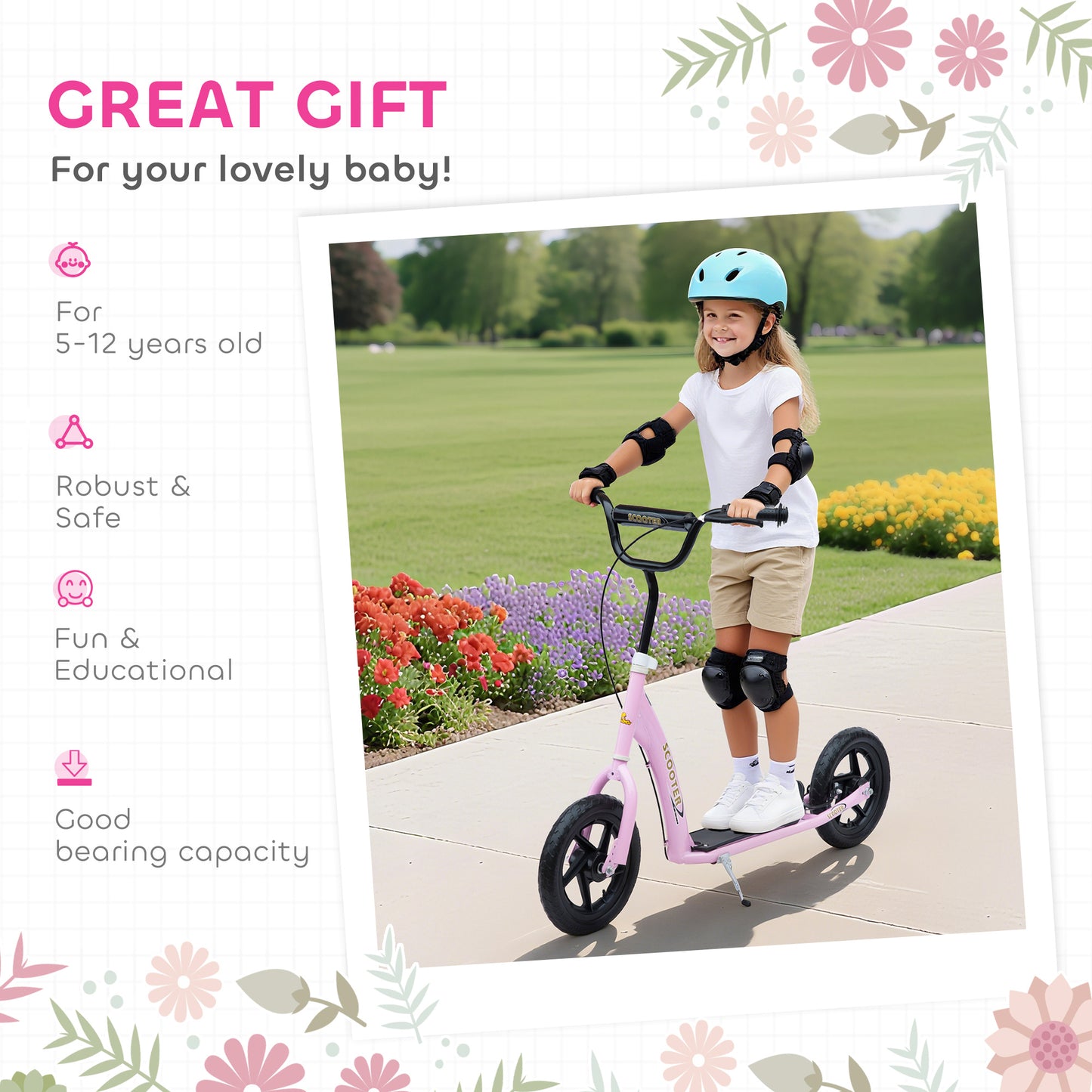 Kick Scooter for Kids with Adjustable Handlebar (Age 5-12)