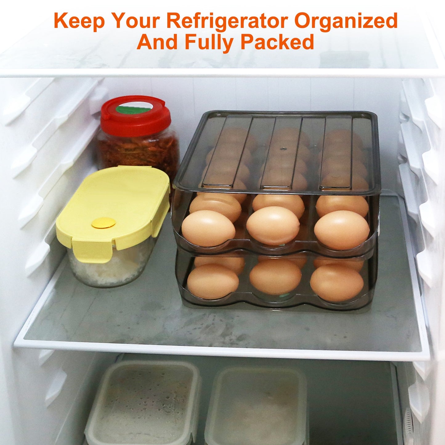 Automatic Rolling Egg Box Organizer Tray