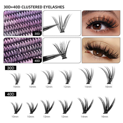 12 Row Clusters Of 240 Segmented Lashes Set