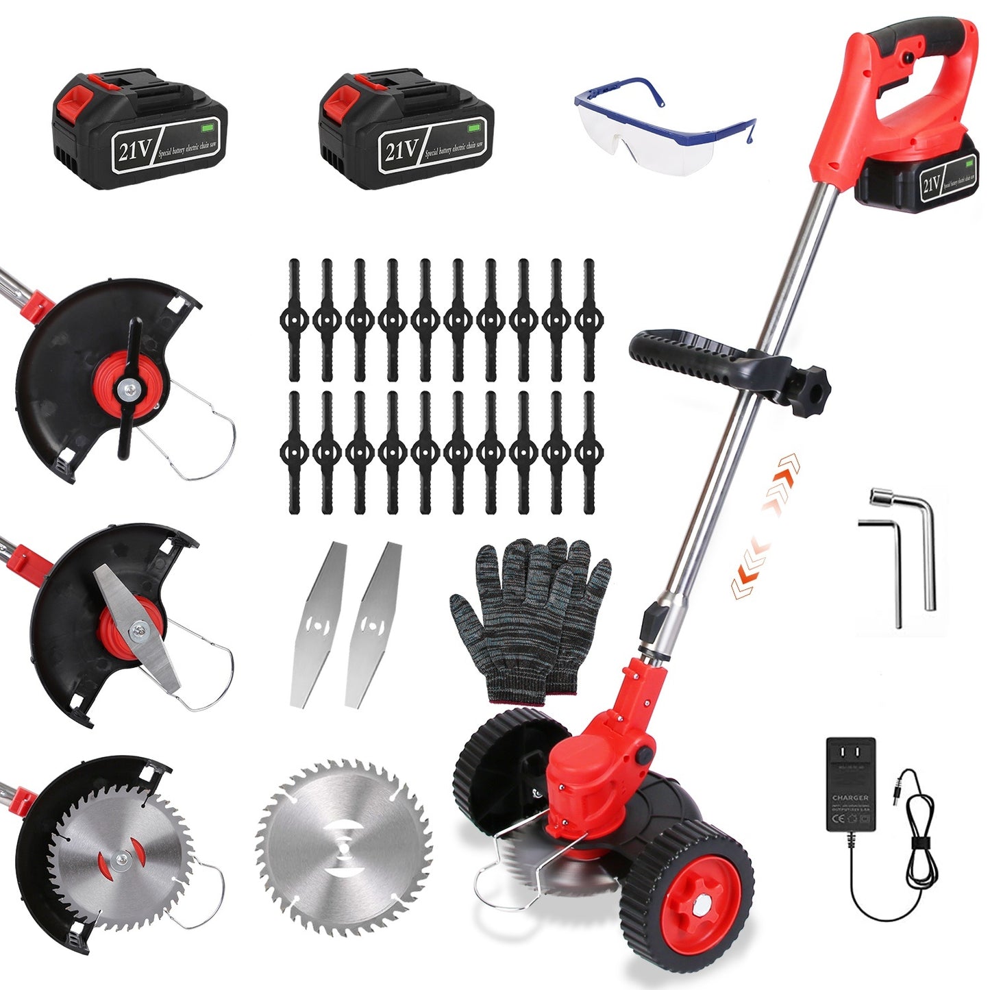 1Pc 3 In 1 Electric Cordless Grass Wacker Battery Powered Grass Trimmer With Wheels
