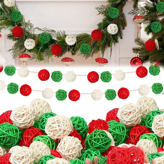 30 Pcs Christmas Rattan Wicker Balls Decorations