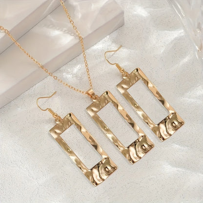 Gold-Toned Hammered Geometric Jewelry Set