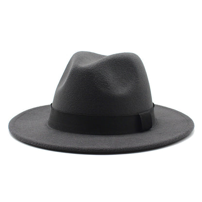 New Panama Flat Brim Fedora Hat Woolen Hat Men's And Women's Hats