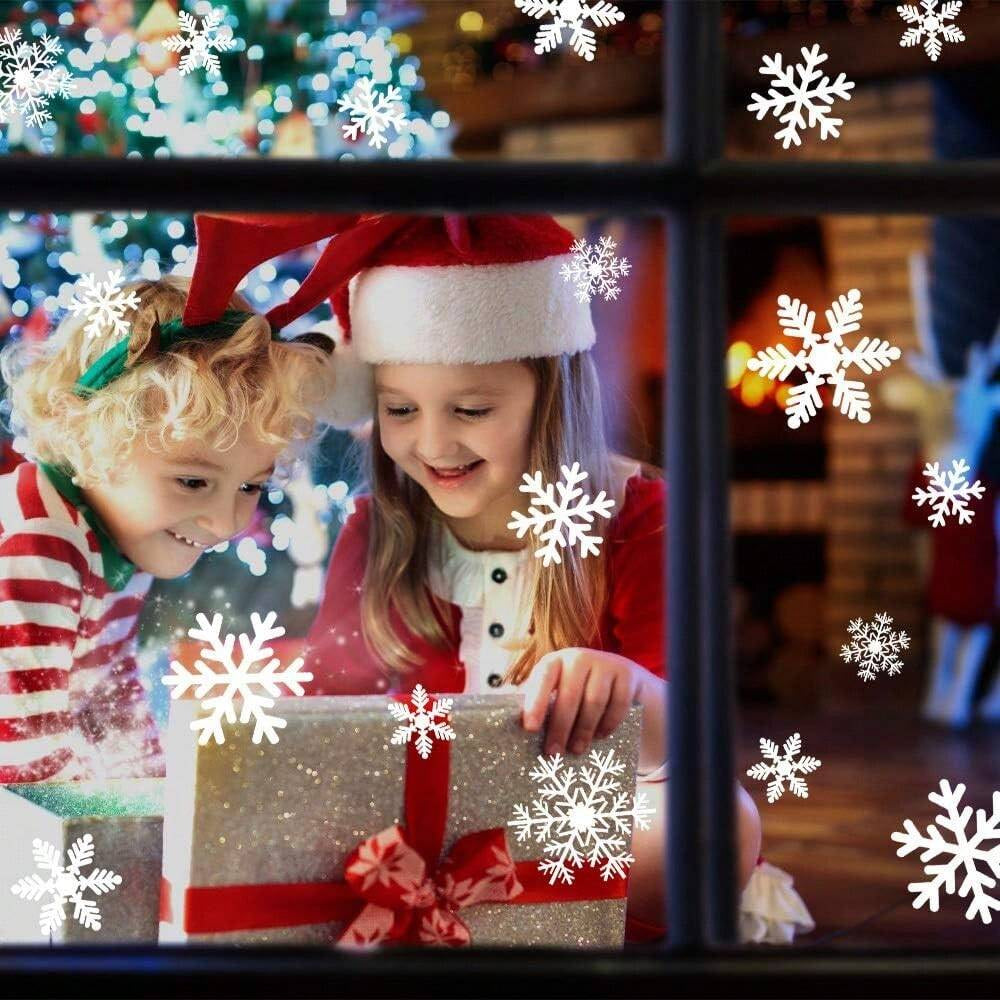 135Pcs Christmas Window Clings Snowflakes Decals