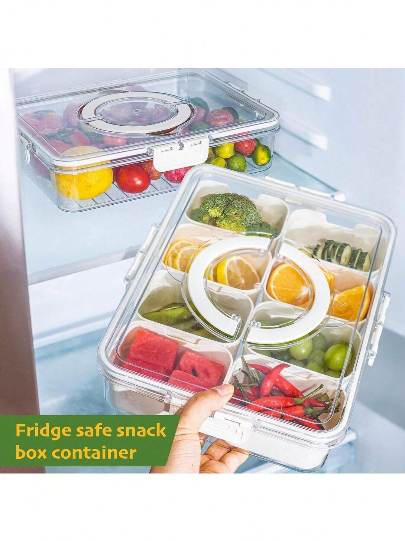 Divided Snack Box With Lid Clear Food Storage Container