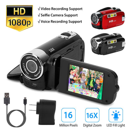 1Pc HD 1080P Digital Video Camcorder 2.7in 16X Zoom DV Camera 270 Degree Rotation