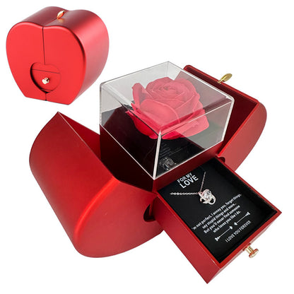 Red Fashion Jewelry Box With Rose And Pendant