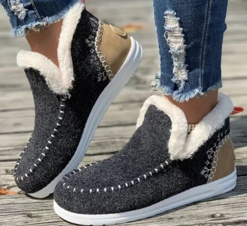 Women's Denim Fur Plush Boots