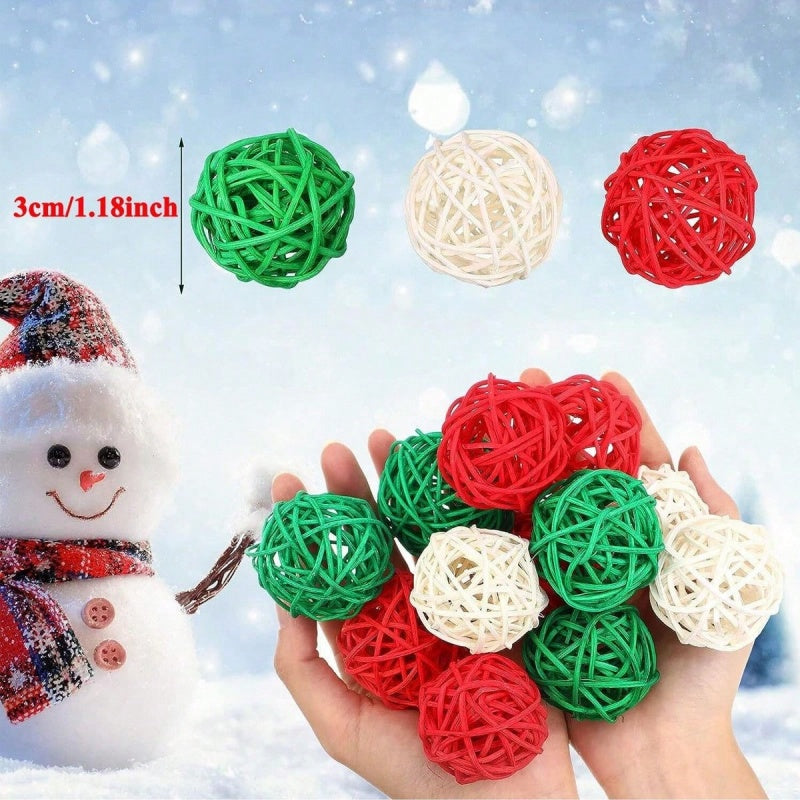 30 Pcs Christmas Rattan Wicker Balls Decorations