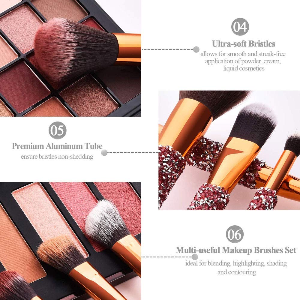 10 IN 1 Diamond Inlaid Handmade Custom Makeup Brush